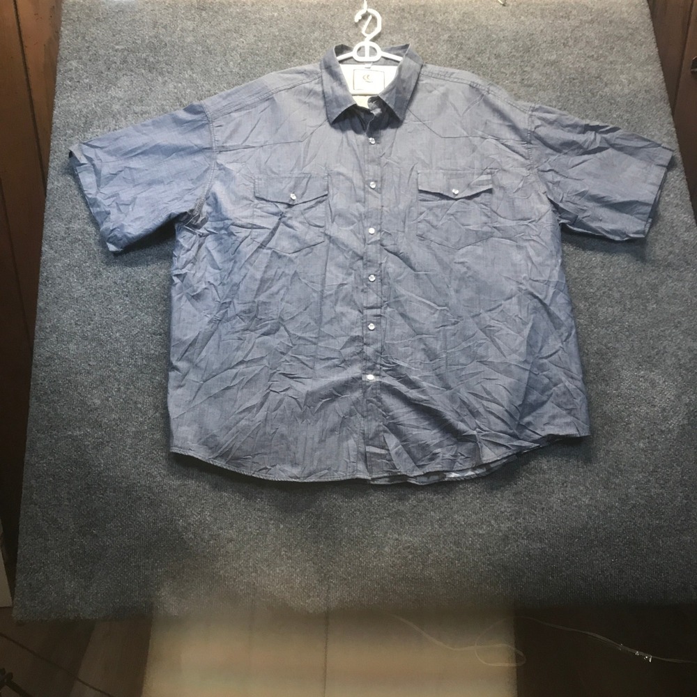 Coevals Club Button Down Shirt Mens 4XL Blue Excellent Western Cotton SS